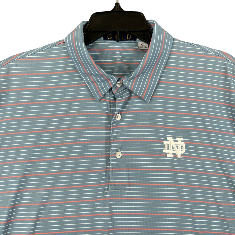 Notre Dame Irish Performance Polo Mens XXL Striped Performance Stretch Game Day